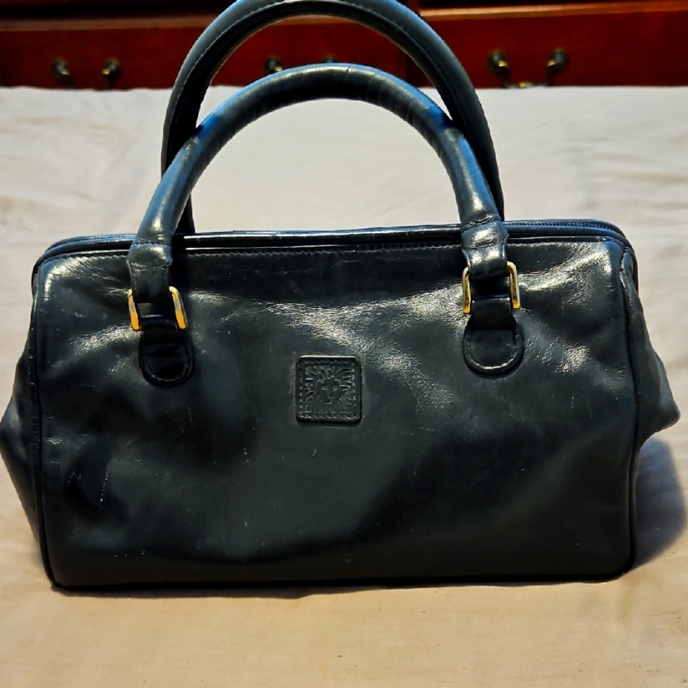 Anne Klein Black Leather Handbag.